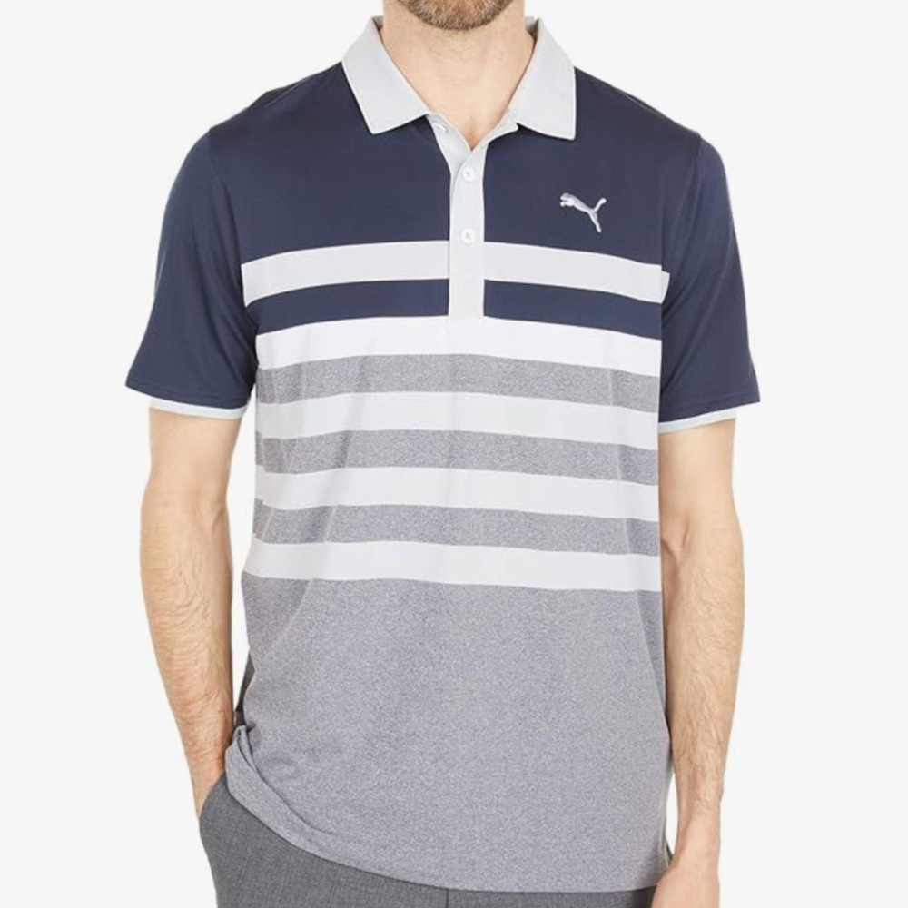 PUMA Men’s MATTR One Way Golf Polo | XXL | EUC | Navy Blue/Gray